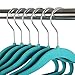 Finnhomy Non-Slip Clothes Hanger for Baby and Kids 30-Pack Velvet Hangers with 10 Finger Clips,Blue