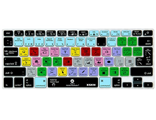 XSKN Macbook Shortcuts Design Series Adobe Hotkey Macbook Hot keys Silicone Laptop Keyboard Skin Cover for Macbook 13" Macbook 13" 15" 17", US&European Layout (Illustrator)