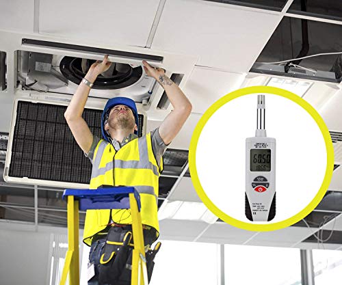 Digital Psychrometer - Handheld Backlight Temperature Humidity Meter Gauge with Dew Point and Wet Bulb Temperature - Battery Included, M350