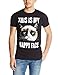 T-Line Men's Happy Face Grumpy Cat Graphic T-Shirt, Black, Large