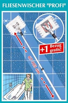 Wenko Teleskop Bad und Fliesenwischer Profi inklusive 2 Bezüge