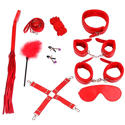 Unihoh Leather Handcuffs Set with Comfortable Wrist and Ankle Cuffs Fits Almost Any Size-10 Pcs - Thumbnail 3