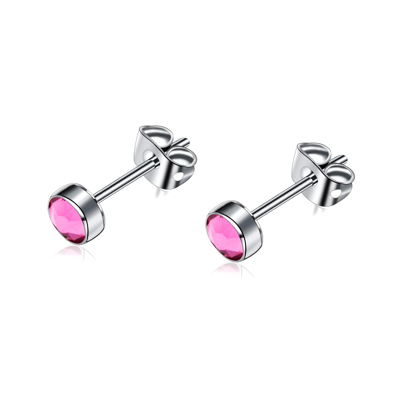 Artskin G23 Titanium Crystal Stud Earrings for Women Men Girls Hypoallergenic Nickel Free 7mm Dainty Elegant Classic Stud Earrings for Sensitive Ears (7MM, Rose)