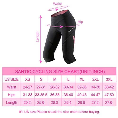 image for Santic Cycling Shorts Women 3D Padded 3/4 Bike Shorts Anti-Slip Bicycl