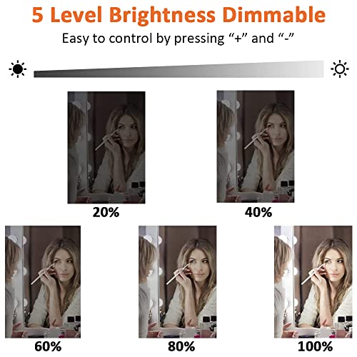 Gluckluz Vanity Mirror Lights Makeup LED Mirror Lighting Hollywood DIY 14 Light Bulb for Women Indoor Home Bathroom Bedroom Dressing Table with Dimmer (USB Plug in, Mirror Not Included)