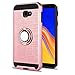 YmhxcY Galaxy J4 Plus Case, Galaxy J4 Prime Case with HD Screen Protector, 360 Degree Rotating Ring & Bracket Dual Layer Shock Bumper Cover for Samsung Galaxy J4+ Plus 2018-ZH Rose Gold