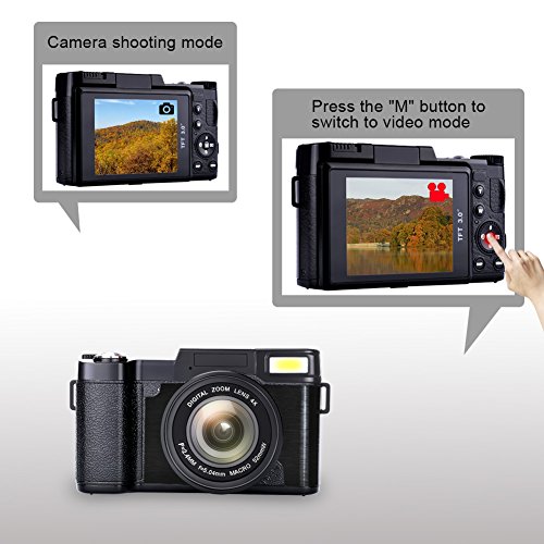 Digital Camera Vlog Camera Full HD 1080p Point and Shoot Camera Flip