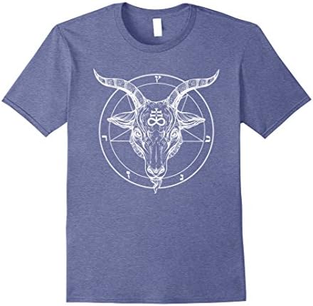 Mens Pentagram Tshirt - Baphomet Satanist Goat Tee - Stay Weird 3XL Heather Blue