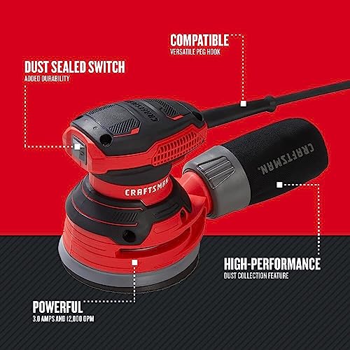 CRAFTSMAN Orbital Sander, 5 inch, 12,000 OPM, 3 Amp, Corded (CMEW231