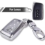 Key Fob Cover with Glitter Liquid Quicksand,Flowing Bling Sparkle Key Fob Case Fit 4 Buttons Keyless Entry of Lexus 2013-Up RX is ES GS LS NX RS GX LX RC LC - Silver