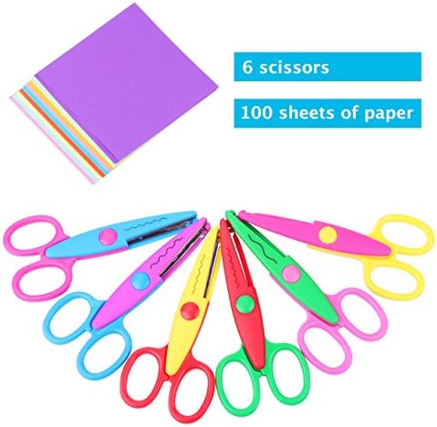 Andeker Paper Decorative Edging Scissors Art Creative Crafts Scissors Set Safety Wave Edge Cutters For Kids Scrapbooking DIY Photos Ablum Pack Of 6