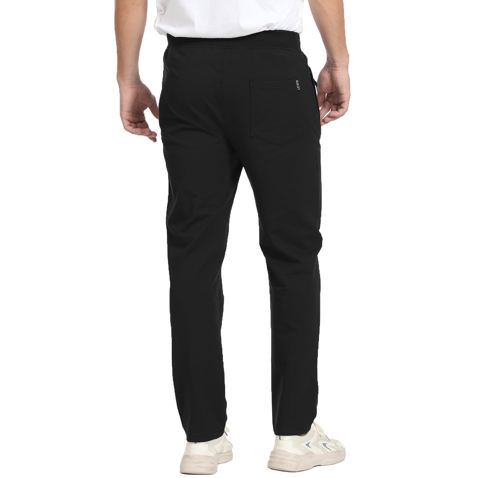 JustSun Jogginghose Herren Trainingshose Sporthose Herren Lang Freizeithose Baumwolle mit Reissverschluss Taschen Schwarz L 2