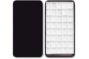 QIANSHAN Watercolor Tin Palette Paint Case with 40Pcs White Plastic Empty Half Pans Carrying Magnetic Stripe, Artist Paints Pan Kits for DIY Watercolor Oils or Acrylics Painting Black