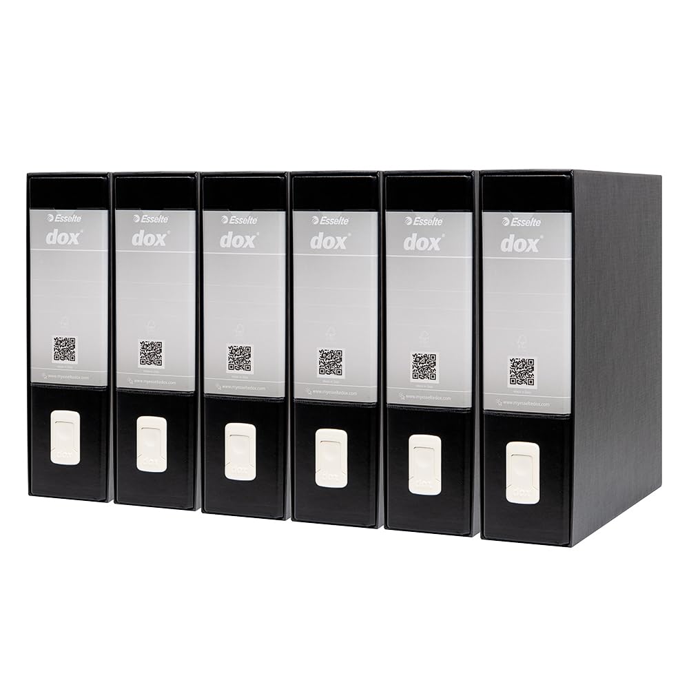Esselte Dox 1 A4 Lever Arch File Black (Pack of 6)