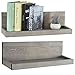MyGift 24 inch Vintage Design Wall Mounted Floating Wood Shelves with Gray Finish, Set of 2