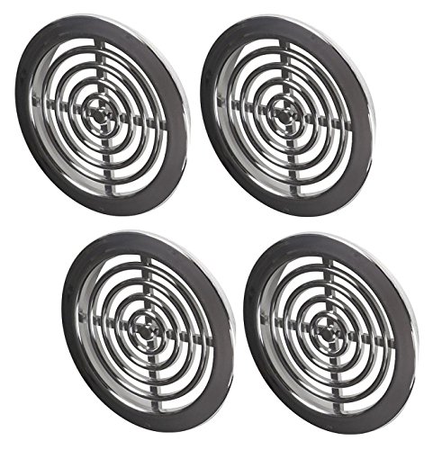 4 x Chrome Mini Circle Air Vent Grille 45mm / 1.77" Round Ventilation Ducting Furniture Cover Soffit Grid T72MS