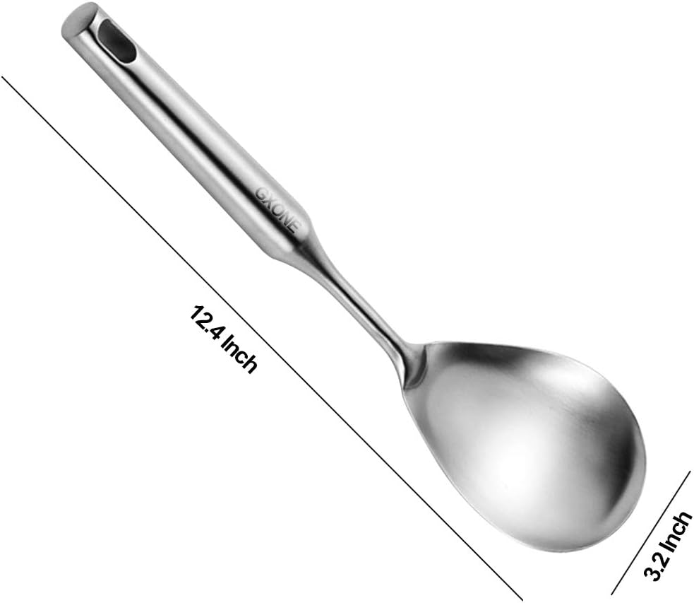 Cooking Spoon, 304 Stainless Steel Large Serving Spoons, Silver/12.6Inch: Kitchen & Dining