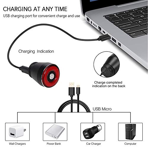 Bike Tail Light USB Rechargeable, Smart Brake Sensing Rear Lights Ultra Bright IPX6 Waterproof Bicycle Back Lights, Road Bike Accessories for Road Bike, Helmets, Cycling Safety - Thumbnail 6