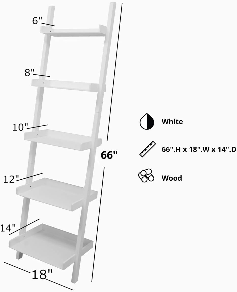 kieragrace Providence Hadfield Leaning Shelf - White, 18" by 66": Home & Kitchen