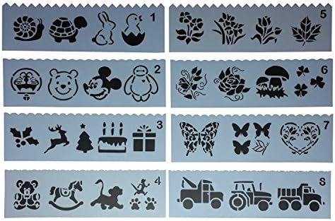 Stencils Ruler Templates for Creative Plastic Drawing Coloring Painting Art, Washable, Durable, Reusable, Cute Patterns Template for School Projects [Pack of 8] 19.8 x 5.8 cm