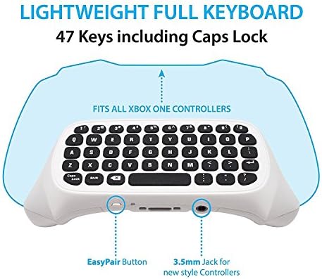WINI Xbox One Keyboard, 2.4G Mini Wireless Chatpad Message Game Controller Keyboard with Headset Audio Jack for Microsoft Xbox One Controller Keypad Black - Easy Pairing
