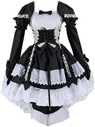 Haolong Womens Gothic Ladies Princess Slim Lolita Maid Dress Cosplay Adult Fancy Dress