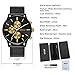 Black and Gold Men's Fashion Chronograph Quartz Analog Wrist Watch with Black Mesh Stainless Steel Band - BAOGELA
