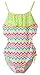 Attraco Big Girls Hollow-Out Rainbow Wave Stripe One Piece Swimsuit Size 12