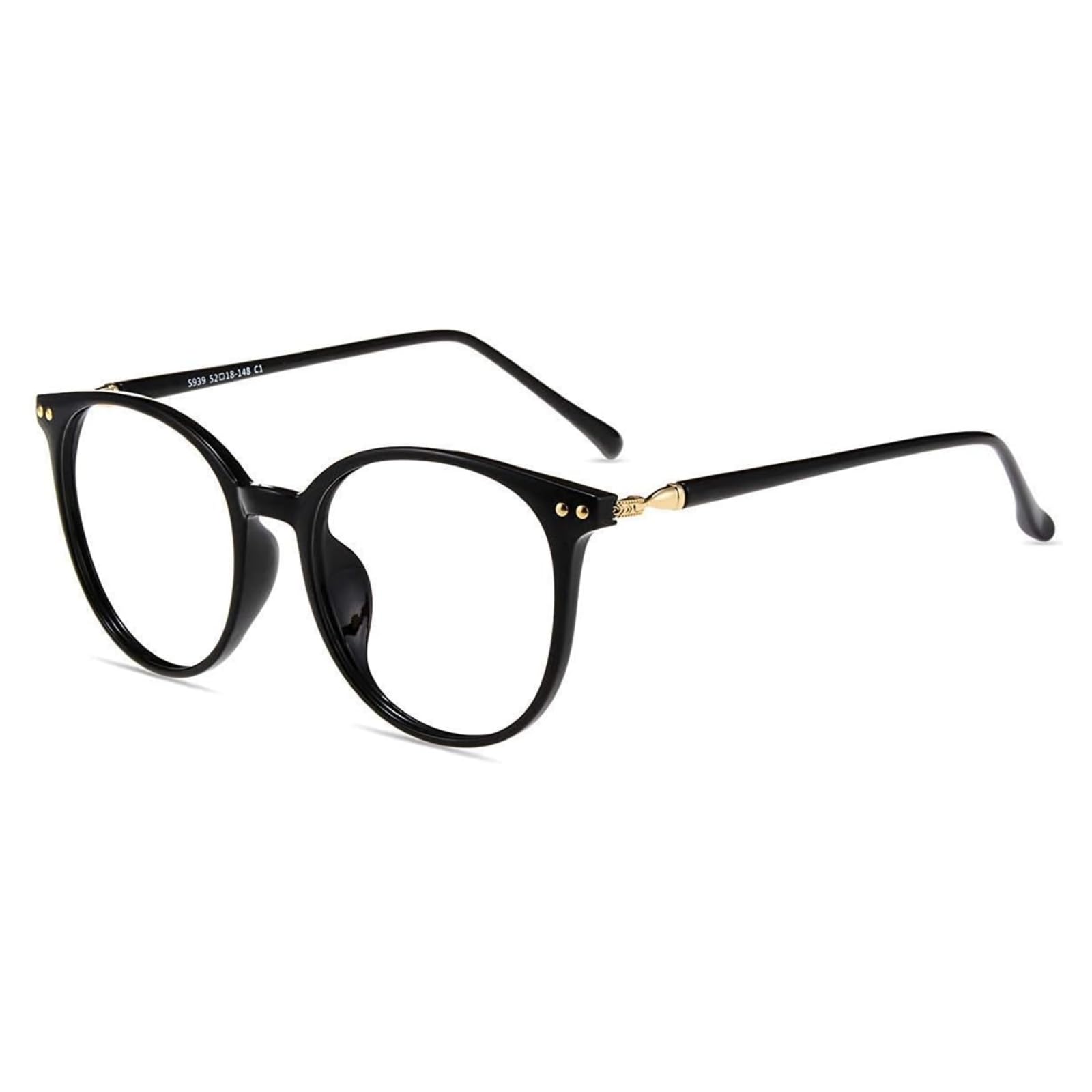 Firmoo Blue Light Blocking Reading Glasses for Women Men, Anti-Reflective UV400 Round Vintage Computer Glasses, Black +1.50
