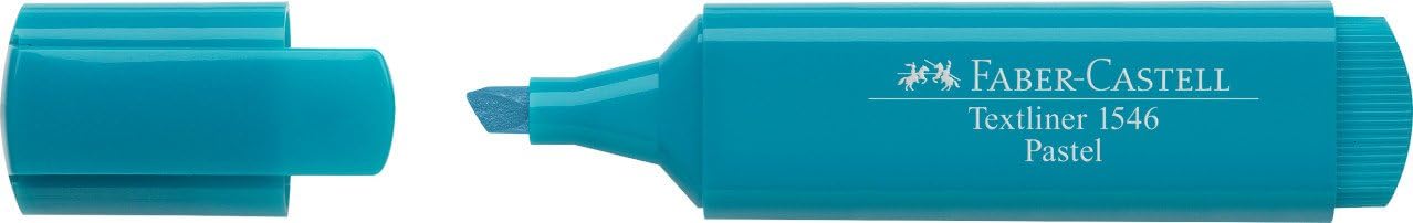 Faber-Castell 154658 - Box of 10 Textliner Pastel Fluorescent Markers 1546 - Turquoise, blue turquoise, 10 count (Pack of 1)