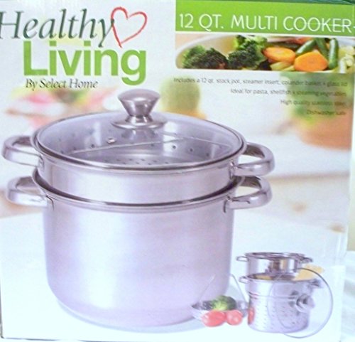 12 Qt Stock Pot with Steamer Insert and Colander to Boil Pasta