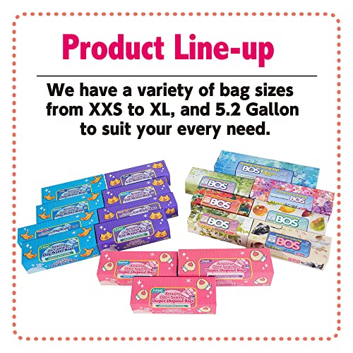 BOS Amazing Odor Sealing Disposable Bags, for Baby Diapers, Pet Waste or Any Sanitary Product Disposal - Durable and Unscented[Size: XS, Color: Pink] (200 Count, Pack of 2) (400 Bags)