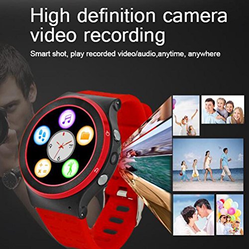 L@YC New Android 5.1 OS 3G Smart Watch Phone Nano SIM Card 1.3" OLED Screen 1.3GHz Quad Core CPU GPS Pedometer HD Camera Heart Rate Smartwatch, Black - Thumbnail 6