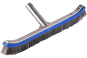 Katikies Pool Brush,Stainless Steel Brush Head,Wire Bristles,for Cleaning and Scrubbing Surfaces Debris Off of All The Areas Within a Pool - Walls, Tiles, Floors, Steps and Corners. (18-inch)