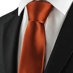 KissTies Rust Tie Toffee Brown Solid Satin Necktie