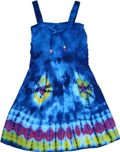 Girl's Blue Tie-Dye Dress with Elastic Bodice, Size 3