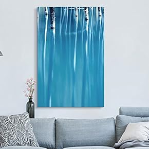 Canvas Wall Art - Oil Painting Style Abstract Trees in Blue Water - Giclee Print Gallery Wrap Modern Home Art Ready to Hang - 12x18 inches