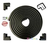 Biebies 16.2 ft (15ft Edge + 4 Corners) Premium Safe Edge and Corner Guards - PRE-TAPED CORNERS - Furniture Baby Child Proofing Set, Non Toxic and Safe, Easy to Apply ( Black / Onyx )