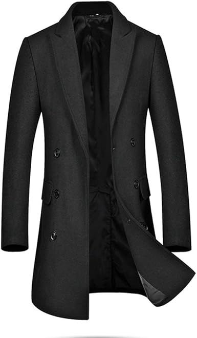 Men's Premium Wool Blend Double Breasted Long Pea Coat Notched Collar Overcoat at Amazon Men's Clothing store