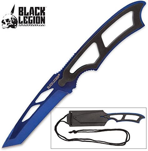 Black Legion Metallic Blue Tactical Neck Knife with Molded Sheath