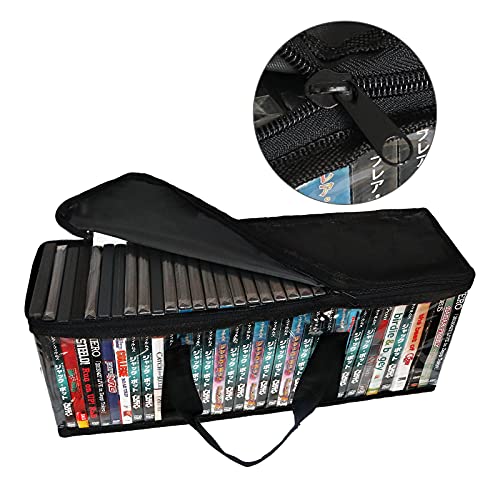 QEQRUG DVD Storage Case Holder Organizer Bags Black Stackable DVD Holder, Hold up to 160 DVDs