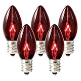 25 Bulbs C7 - Red Transparent - Triple Dipped - 5 Watt - Candelabra Base - Christmas Lights - Superior Holiday Lighting 5WC7TRRD