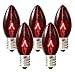 C7 - Transparent Red - Triple Dipped - 5 Watt - Candelabra Base - Christmas Lights - 25 Pack