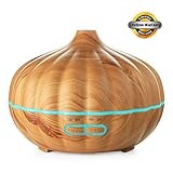 Essential Oil Diffuser 550ml Wood Grain Diffuser with Auto Shut-Off, 7 Color Light Aromatherapy Oil Diffuser Humidifier and 4 Timer Settings Humidifiers for Bedroom Office - by Zalik