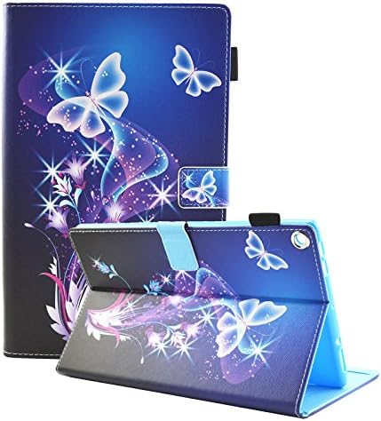 Anvas Case for Amazon Fire HD 10 9th Gen 2019 Release,Premium PU Leather Folio Standing Cover with Auto Wake/Sleep for Fire HD 10 Tablet 10.1" 2019 Model,Flying Purple Butterfly