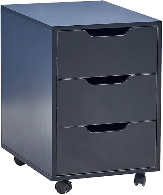 BOJU Wood Black Office File Storage with Drawers Corner Mobile