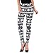 Ensasa Womens Autumn Winter Snowflake Graphic Printed Stretchy Leggings Pants, Black White Reindeer Large
