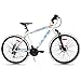 Hiland 26 Inch Mountain Bike MTB Bicycle with 18 Inch Steel Frame Kickstand Disc-Brake Suspension Fork Cycling Urban Commuter City Bicycle White Bluethumb 1