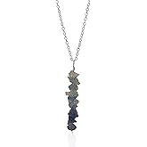 GEMSLOGY Raw Aquamarine Pendant Necklace – Handmade Natural Aquamarine Chip Crystal Drop on Chain – March Birthstone Jewelry Gift for Women & Girls – Chain 18 inch