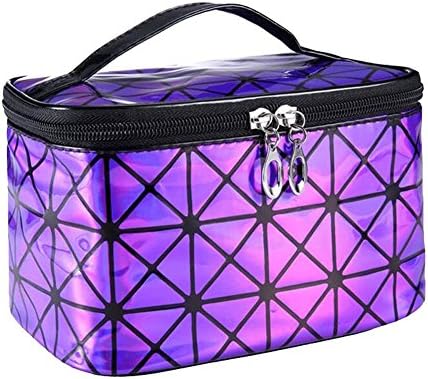 Makeup Bag Travel Cosmetic Bags Brush Pouch Toiletry Kit Fashion Women Jewelry Organizer with YKK Zipper Electronics Accessories Carry Case Pencil Holder Portable Cube Purse (Purple)